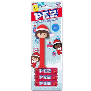 PEZ Presenter Girl Santa Hat (Light Skin Tone/Brown Hair)